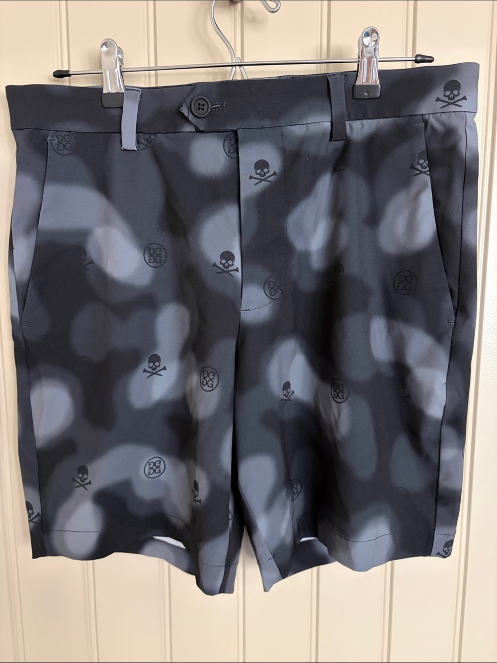 G/Fore Skull Print Gray & Black Shorts